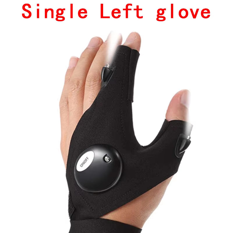 Motorcycle Cycling Gloves Fishing Gloves with LED Flashlight Night Light Waterproof Outdoor Repairing Glove Moto Accessories